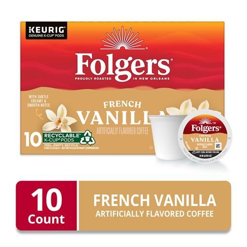 Café Folgers French Vanilla arôme artificiel, capsules Keurig K-Cup, boîte de 10