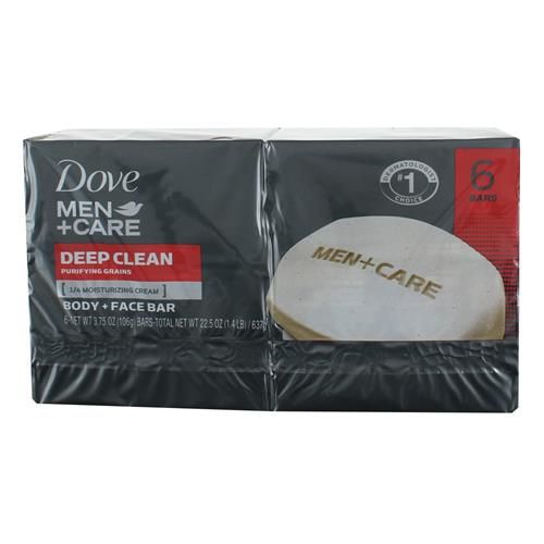 Dove Men + Care Pain Nettoyant Corps Et Visage Plus Hydratant Qu'un Savon Ordinaire Nettoyage Profond Élimine Efficacement Les Bactéries, Nourrit Votre Peau 106 g 6 Pains