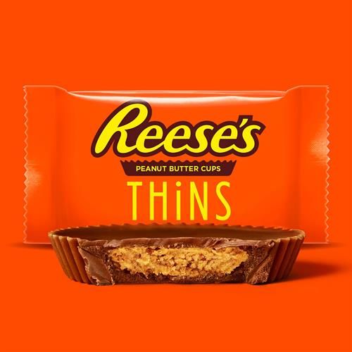 Reeses Thins Coupes Beurre de Cacahuètes et Chocolat au Lait, Sachet Familial, 209 g