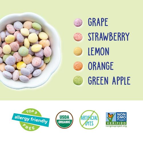 Bonbons tendres acidulés bio Yumearth Sour Giggles - Sans allergènes (9 principaux), sans colorants ni arômes artificiels, sans OGM, sans gluten, bonbons végétaliens - Sachet de 141 g (lot de 1)