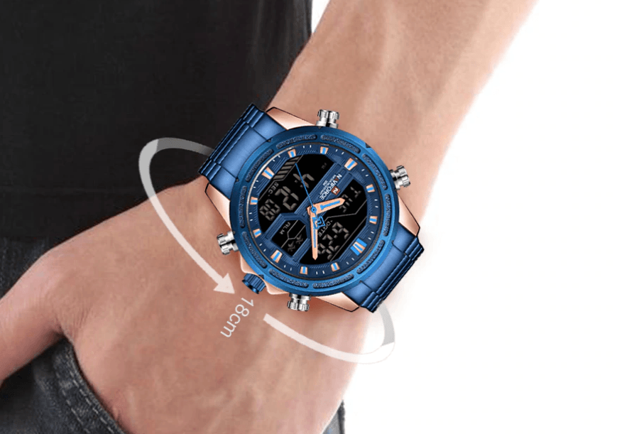 Montre-bracelet homme, Montres analogiques et numériques étanches multifonctions en acier inoxydable pour homme, Cadeau parfait