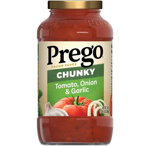 Sauce pour pâtes Prego Chunky Tomato avec ail et oignon, pot de 680 g