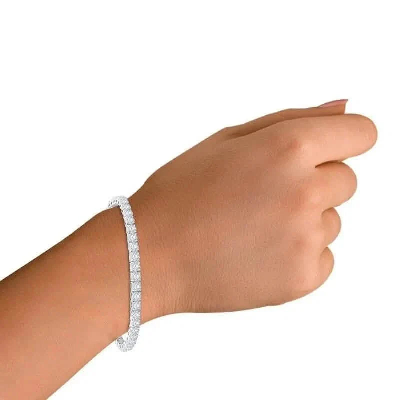 Bracelet de tennis avec diamants ronds taille brillant de 4,20 carats, en or blanc 14 carats, créés en laboratoire, 15,87 cm