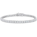 Bracelet de tennis avec diamants ronds taille brillant de 4,20 carats, en or blanc 14 carats, créés en laboratoire, 15,87 cm