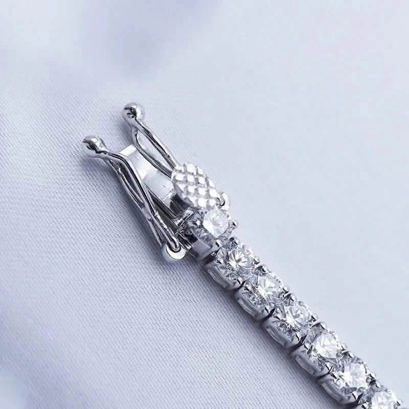 Bracelet de tennis avec diamants ronds taille brillant de 4,20 carats, en or blanc 14 carats, créés en laboratoire, 15,87 cm