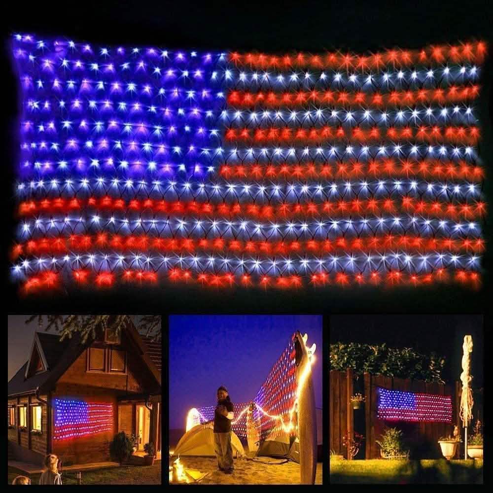 Guirlande lumineuse LED 420 drapeaux américains avancés