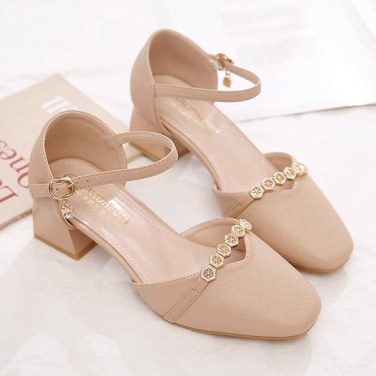 Escarpins slingback à talon moyen pour femme – Bout carré et bride à boucle