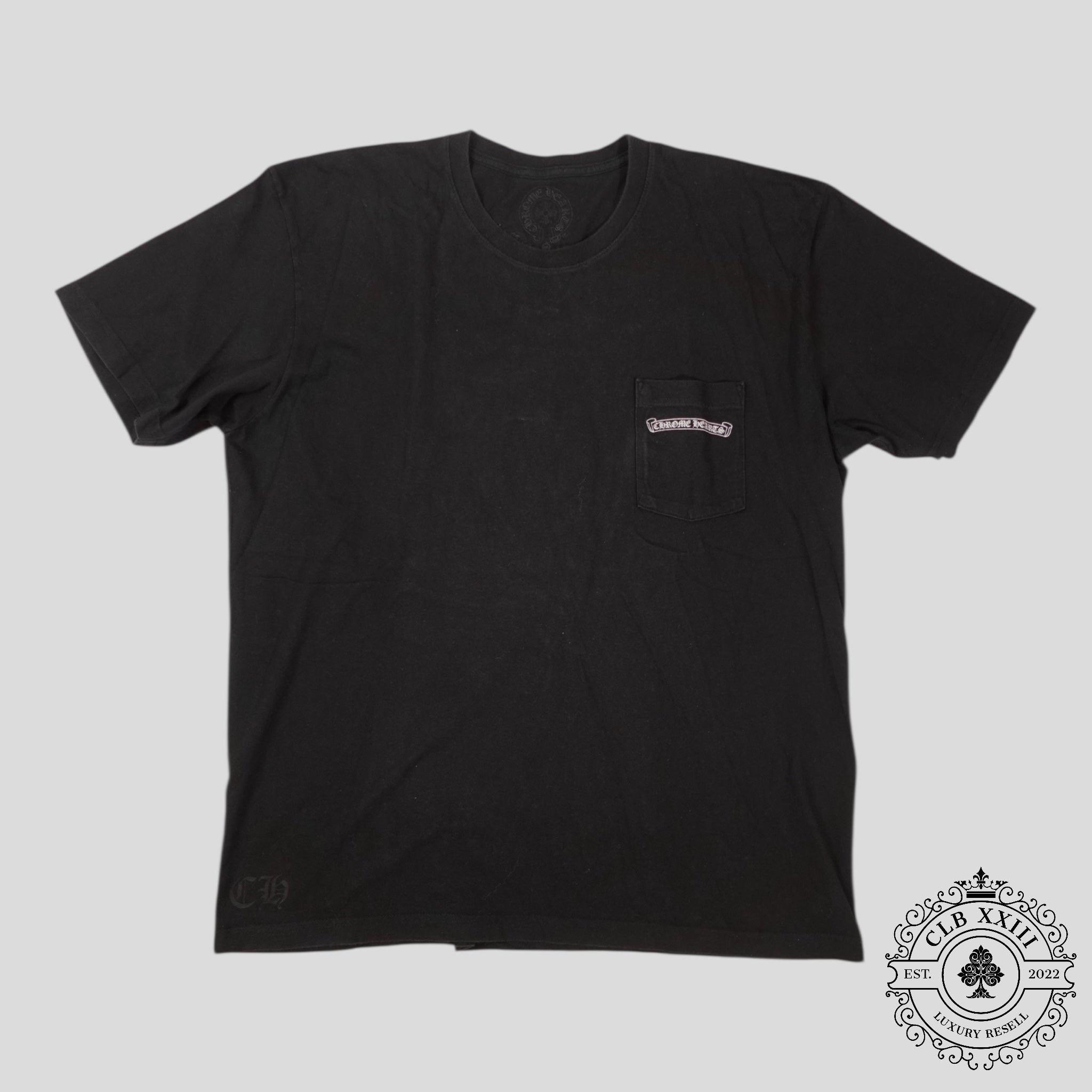 T-shirt à poche Chrome Hearts Scroll Logo noir - D'occasion