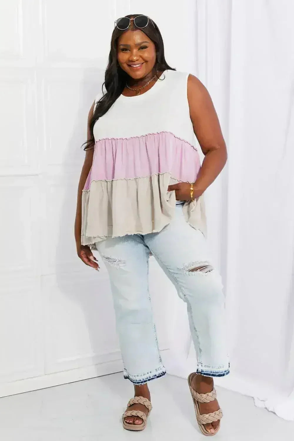 Haut poupée court dégradé de couleur lavande - Motif coucher de soleil | Femstylo