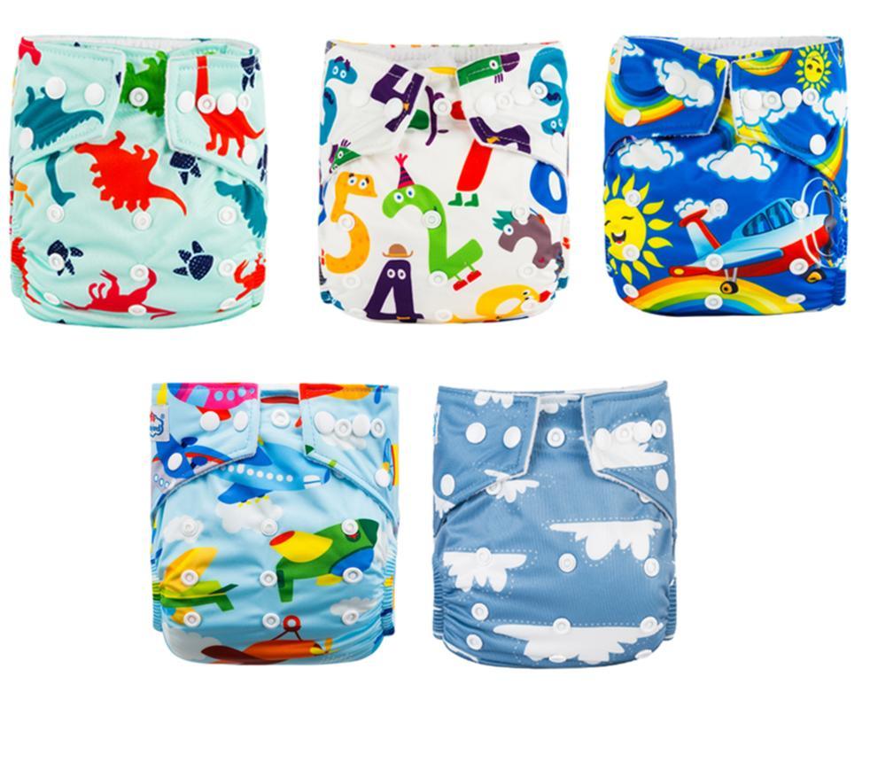 Couches imprimées de luxe modernes pour bébé, lot de 5, couches lavables de bonne qualité avec poche pour enfants