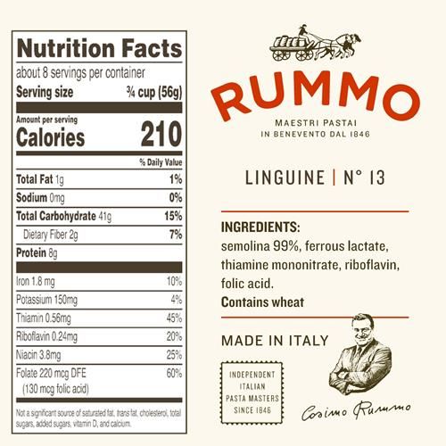 Pâtes italiennes Linguine n° 13 Rummo, toujours al dente (454 g)