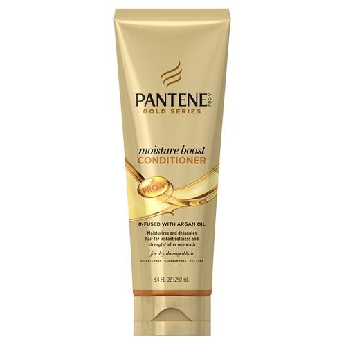 Pantene Gold Series Après-shampoing hydratant sans sulfate à l'huile d'argan pour cheveux bouclés et frisés, 250 ml