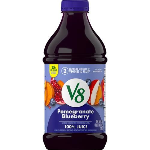 V8 Blends Jus 100% Grenade Myrtille, Mélange de jus de fruits et légumes, Bouteille de 1,36 L