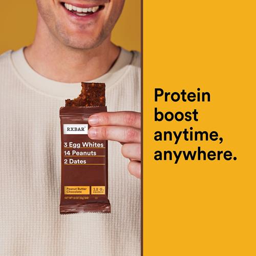 Barres protéinées Rxbar, En-cas protéiné, Barres d'en-cas, Beurre de cacahuète et chocolat, Boîte de 258 g (5 barres)