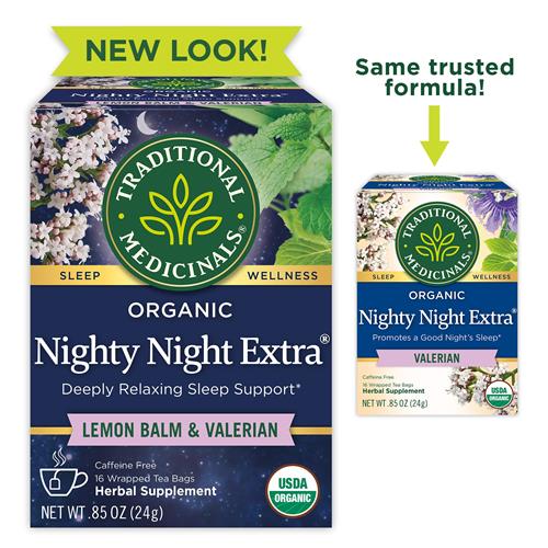 Traditional Medicinals Thé biologique Nuit tranquille Extra avec racine de valériane pour la relaxation, 16 sachets de thé (Paquet de 1)