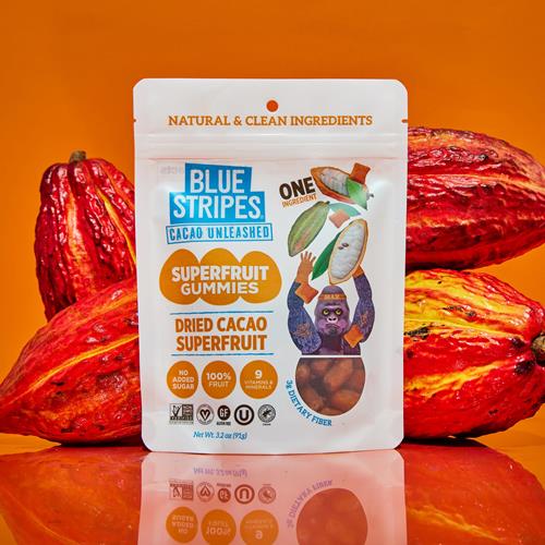 Gummies de super-fruits de cacao séché Blue Stripes, 90 g