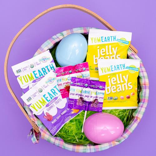 Yumearth Boîte Assortiment de Bonbons Bio de Pâques, 266g - Fruits Gommeux Bio, Haricots Gelifiés & Sucettes - Saveurs de Fruits Printaniers - Sans Allergènes, Sans Gluten, Sans OGM, Végétalien, Sans Arômes ni Colorants Artificiels