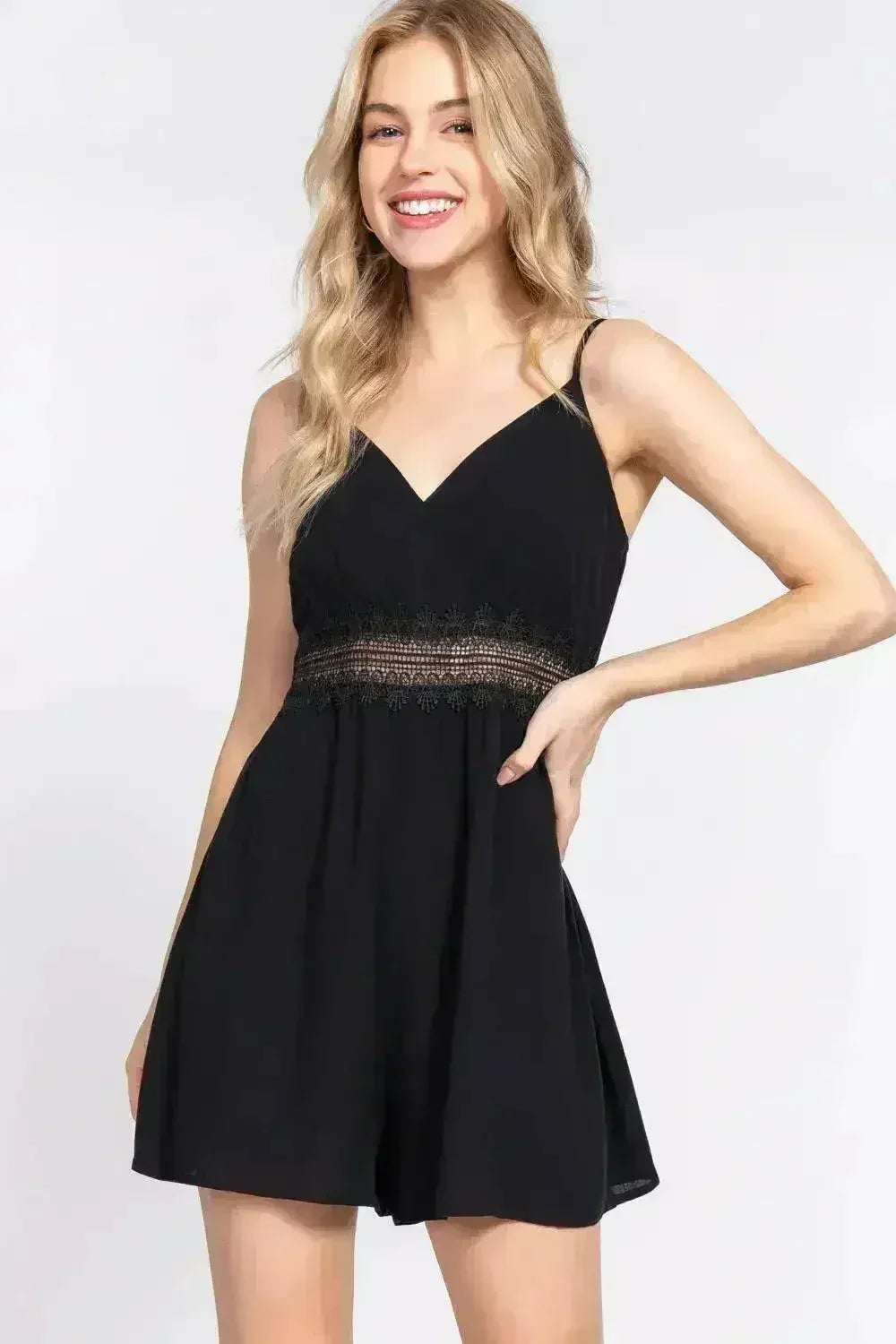 Combinaison caraco ACTIVE BASIC à taille festonnée en dentelle