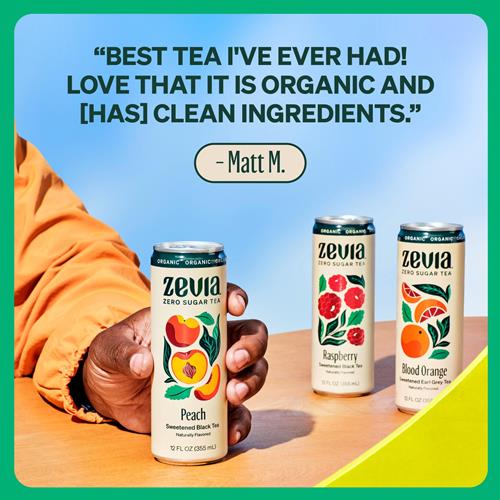 Zevia Organic Sweetened Blood Orange Black Tea, 12 Fz