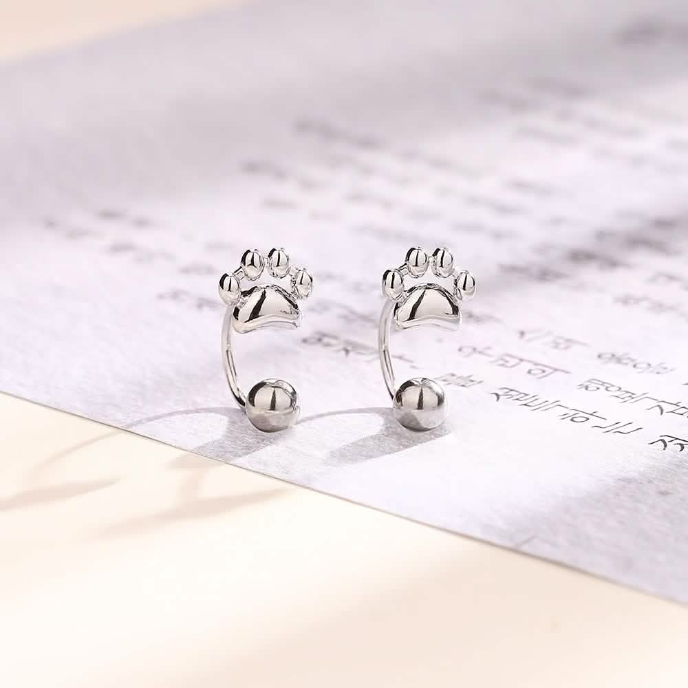 Boucles d'oreilles en argent sterling Patte de chat – Clous à vis, élégantes et simples
