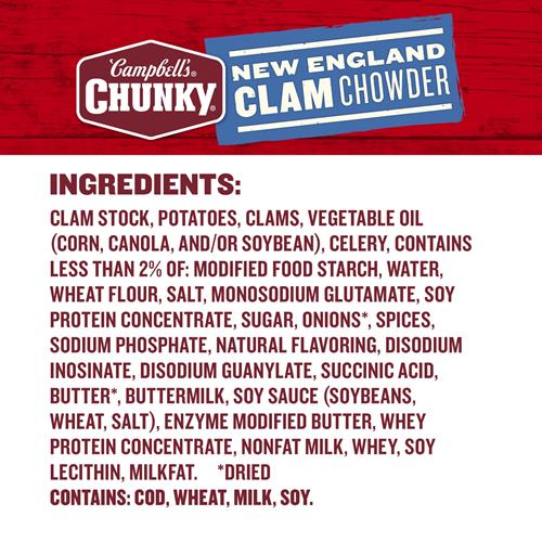 Soupe Campbell's Chunky, chaudrée de palourdes à la Nouvelle-Angleterre, boîte de 533 g