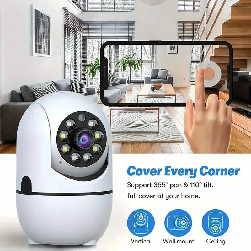 Lot de 2 caméras de sécurité sans fil – Rotation à 355°, vision nocturne, détection de mouvement, audio bidirectionnel