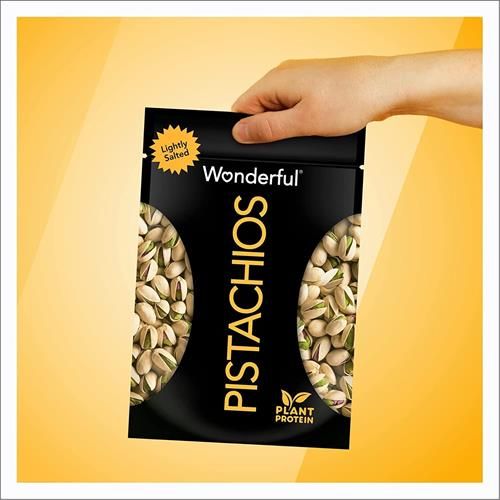 Wonderful Pistaches en Coque, Noix Légèrement Salées, Sachet Refermable de 453 g, Snacks Protéinés, Sans Gluten, Aliment Sain, Snacks de Bureau