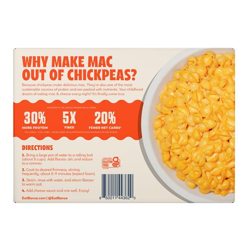 Banza Coquilles Deluxe Macaroni au Fromage Cheddar Crémeux - Riche en Protéines, Sans Gluten et à Faible Teneur en Glucides, Macaroni au Fromage Protéiné Deluxe 312g