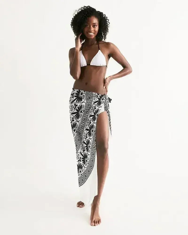 Cache-maillot noir bohème transparent