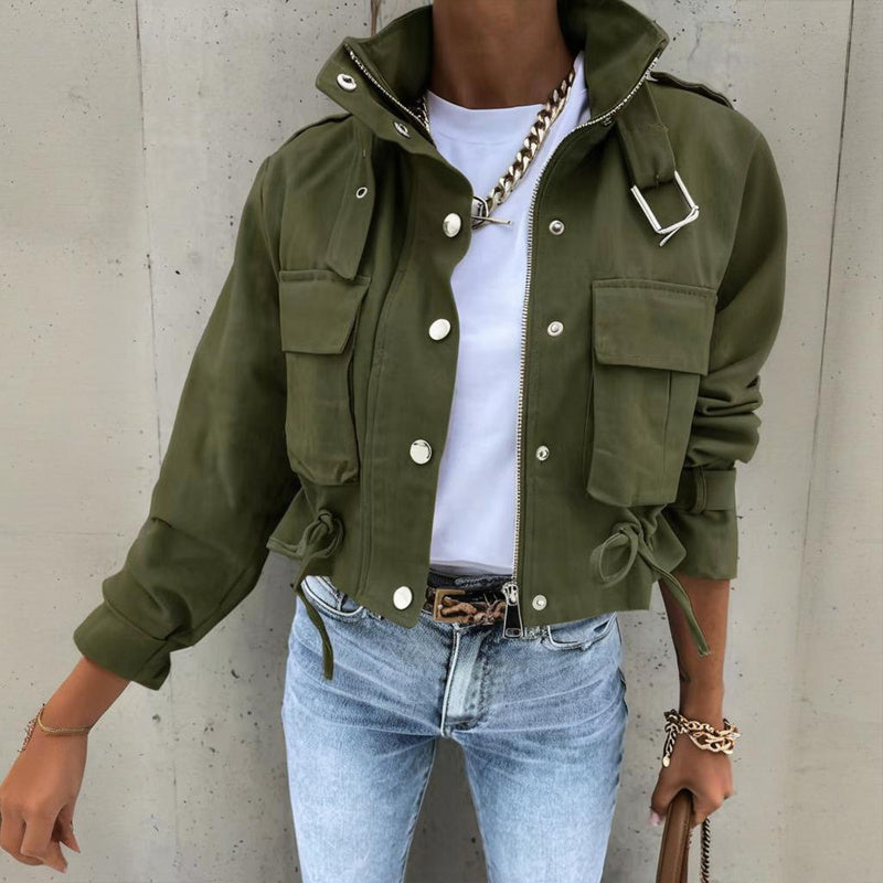 Veste à col montant et ourlet coulissant pour femme