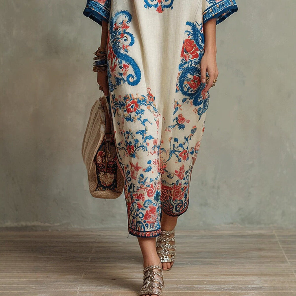 Robe élégante à volants, col en V, taille cintrée