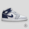 Air Jordan 1 Mid GS Gris Loup Bleu Marine Minuit