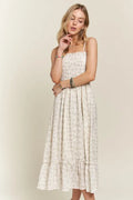 Robe caraco froncée à imprimé floral et ourlet volanté pour femme – Robe caraco fluide froncée à imprimé floral d'inspiration bohème avec ourlet volanté et ludique