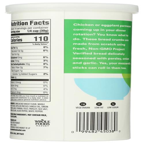 Chapelure à l'italienne Whole Foods Market, 425 g