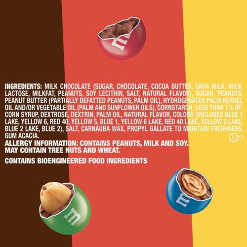 Sachet de bonbons au chocolat M&Ms Classic Mix format familial, chocolat au lait, beurre de cacahuète et cacahuète, 235 g