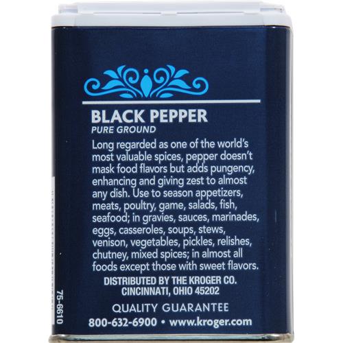 Kroger Poivre noir moulu pur 1,85 oz