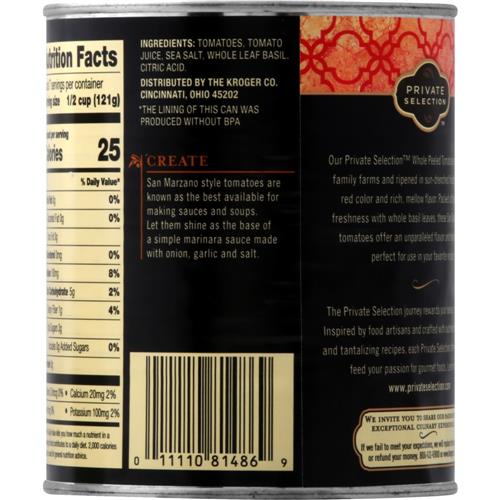 Tomates pelées entières San Marzano Private Selection au basilic 794 g