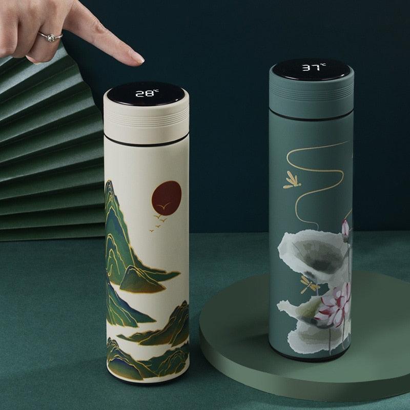 Bouteille Thermos Intelligente de Style Classique 450 ml, Écran Tactile, Bouteille Isotherme en Acier Inoxydable, Bouteilles d'Eau, Affichage de la Température, Isolation Sous Vide, Bouteille d'Eau Isotherme en Acier Inoxydable 304 Résistante à la Chaleur