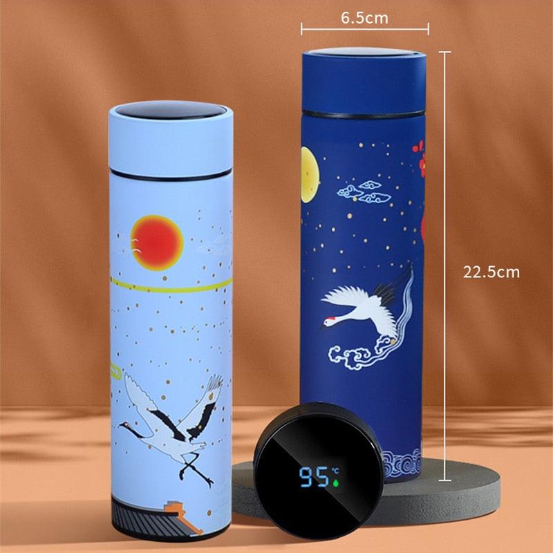 Bouteille Thermos Intelligente de Style Classique 450 ml, Écran Tactile, Bouteille Isotherme en Acier Inoxydable, Bouteilles d'Eau, Affichage de la Température, Isolation Sous Vide, Bouteille d'Eau Isotherme en Acier Inoxydable 304 Résistante à la Chaleur