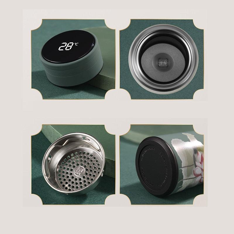 Bouteille Thermos Intelligente de Style Classique 450 ml, Écran Tactile, Bouteille Isotherme en Acier Inoxydable, Bouteilles d'Eau, Affichage de la Température, Isolation Sous Vide, Bouteille d'Eau Isotherme en Acier Inoxydable 304 Résistante à la Chaleur