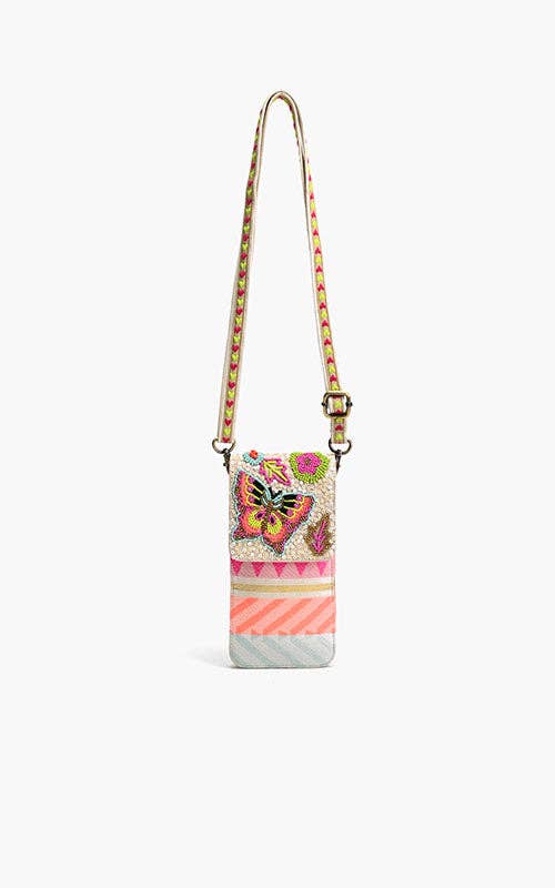 Sac à bandoulière pour téléphone portable Kaléidoscope de papillons – Charme virevoltant