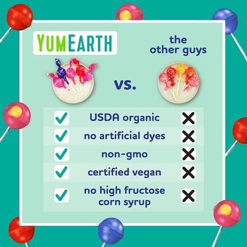 Yumearth Sucettes biologiques Duo Pops, sucettes avec centre moelleux aux fruits - Hypoallergénique (sans les 9 allergènes majeurs), sans colorants ni arômes artificiels, sans OGM, sans gluten, bonbons végétaliens - 20 sucettes emballées individuellement