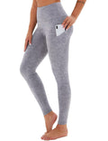 Pantalon de yoga raccourci taille haute – Poches diagonales et imprimé chiné