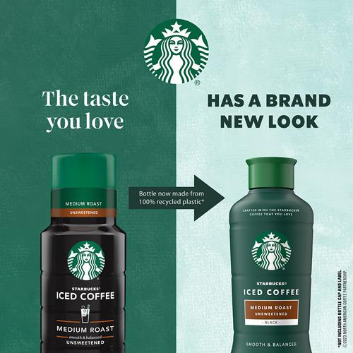 Café glacé torréfié moyen Starbucks, noir non sucré, bouteille de 1,42 L