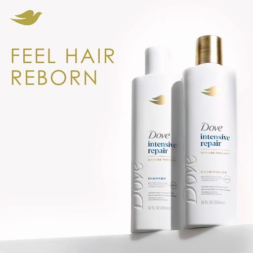Dove Shampoo Réparation Intensive Pour Cheveux Abîmés Avec Technologie Bio-Protein Care Et Sérum Amino 12 Fl Oz