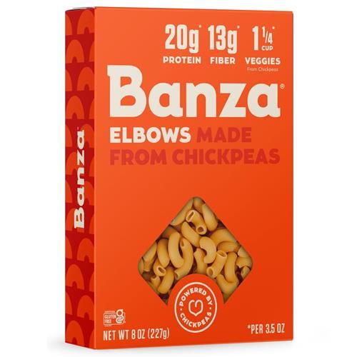 Banza Pâtes de pois chiches coudes - Sans gluten, riches en protéines et à faible teneur en glucides - Pâtes de pois chiches coudes protéinées - 227g