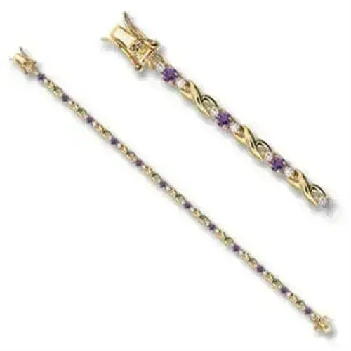 46805 - Bracelet en laiton doré avec oxydes de zirconium AAA couleur tanzanite