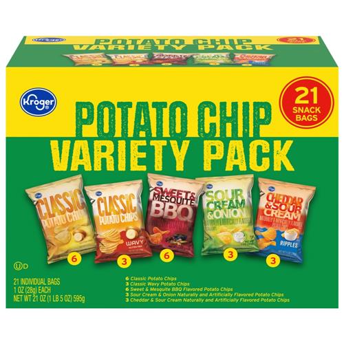 Kroger Chips de pomme de terre, paquet varié, 21 unités / 1 oz