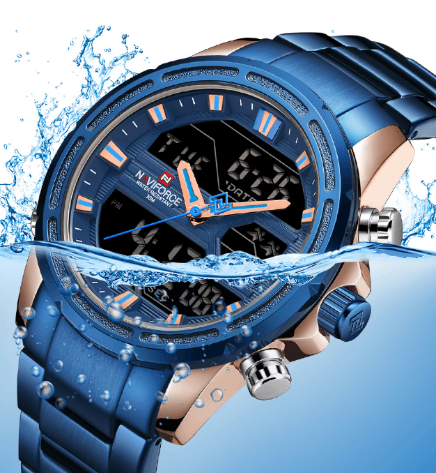 Montre-bracelet homme, Montres analogiques et numériques étanches multifonctions en acier inoxydable pour homme, Cadeau parfait