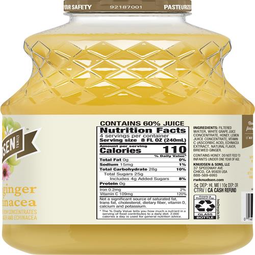 Mélange de jus citron-gingembre-échinacée Simply Nutritious de R.W. Knudsen, 946 ml